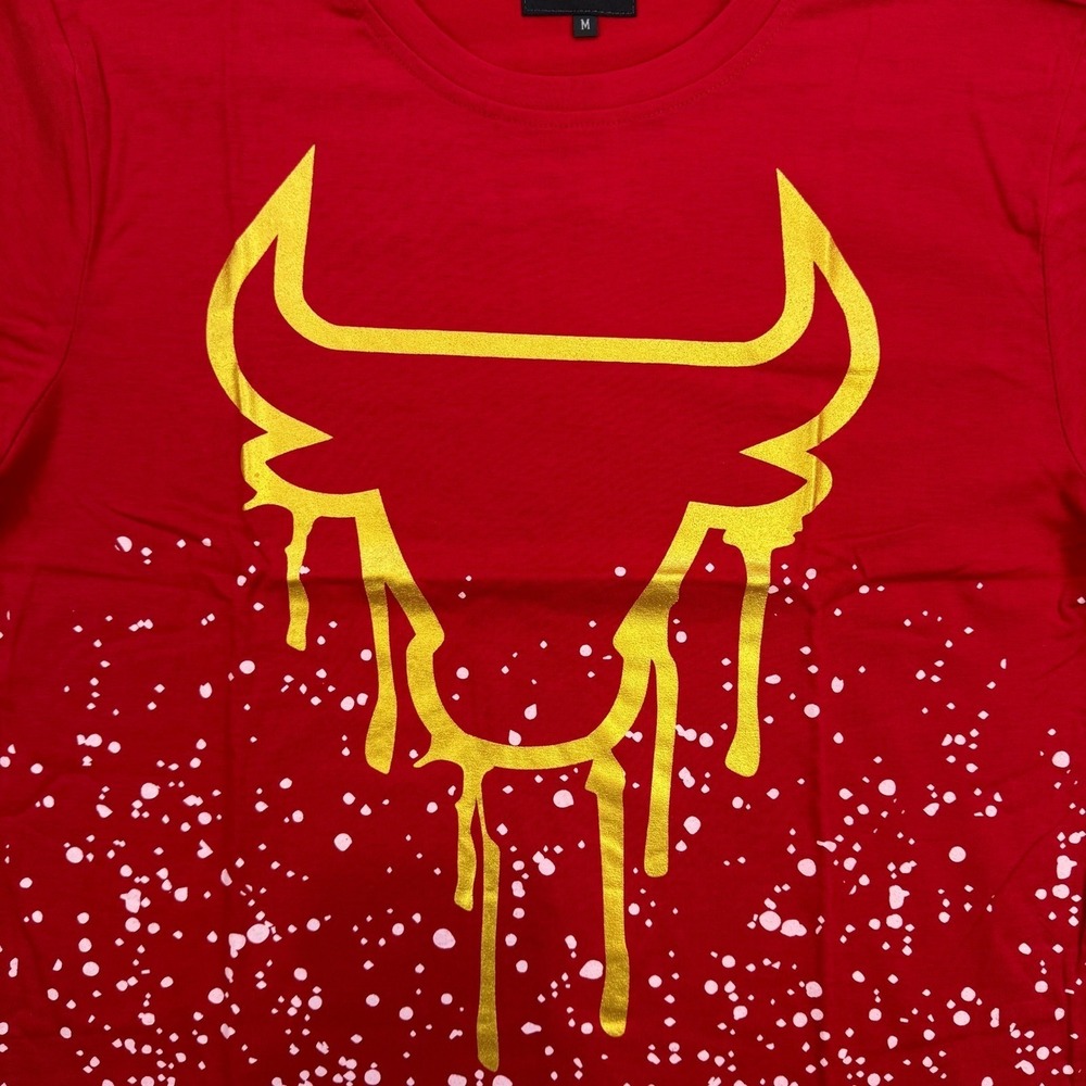 Waimea T Shirt Mens Small Red Gold Dripping Bull Paint Splatter Streetwear New - Picture 2 of 5